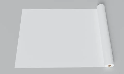 White unfolded paper roll with empty blank copy space on gray background. O.. 스톡 일러스트