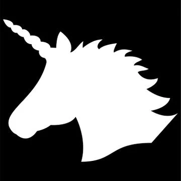 White unicorn on black background Stock Illustration