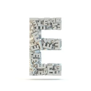 White uppercase letter e isolated on white. Stock Illustration