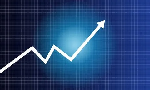 White Upward Arrow on Blue Grid Background Representing Growth Success Stock Illustration