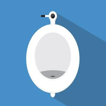 White urinal vector flat design. Stock Illustration