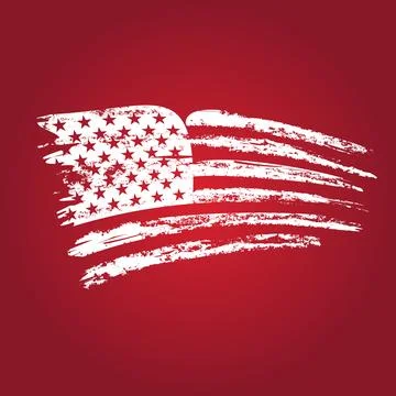 White USA Flag Design with Reddish Background Vector Stock Illustration
