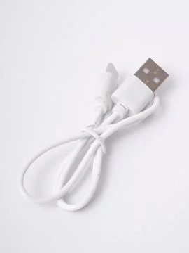White usb cable close up 写真素材