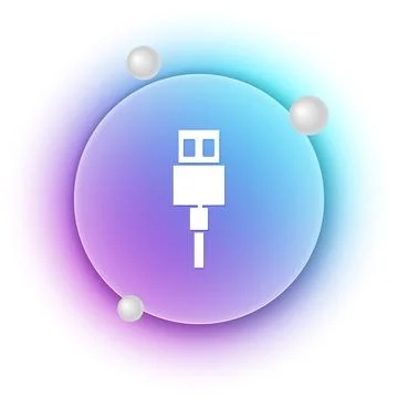 White USB cable cord icon isolated on white background. Connectors and sock.. Stock Illustration