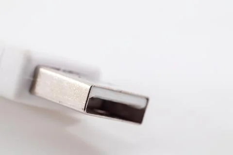 A white usb cable isolated on white 스톡 사진