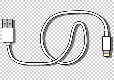 White USB cable for smartphone 库存插图