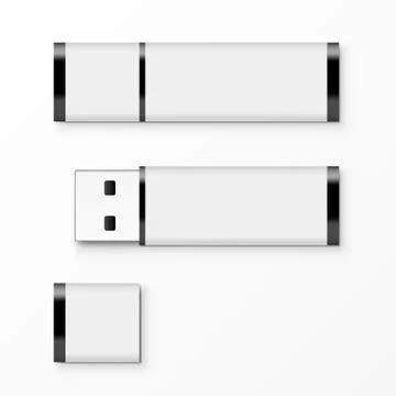 White USB Flash Drive Template For Advertising, Branding And Corporate Identi Illustrazione stock