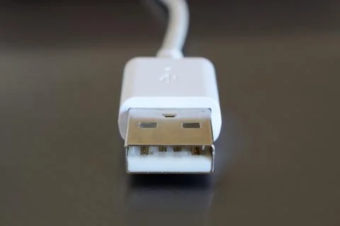 White USB plug closeup Stock Photos