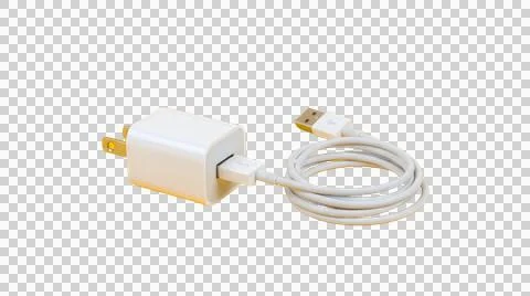 White usb power adapter and charging cable Stock Illustration