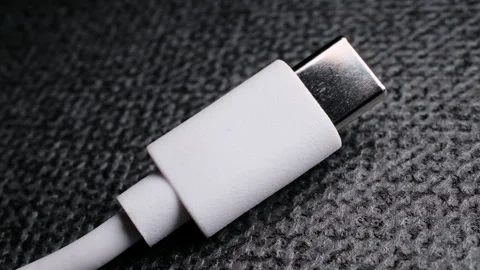 White USB Type-C Cable Plug Illumination Electronics Video Stock Footage 344333232
