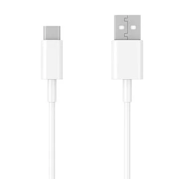 White USB Type C Charger Cable for Smartphone. 3d Rendering Stock Illustration
