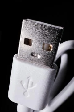 White USB Type-A Cable Plug Macro Electronic Close-Up Foto stock