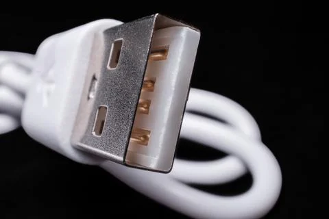 White USB Type-A Cable Plug Macro Electronic Close-Up Foto stock