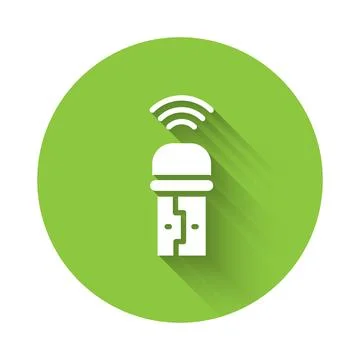 White Usb wireless adapter icon isolated with long shadow background. Green.. Stock Illustration
