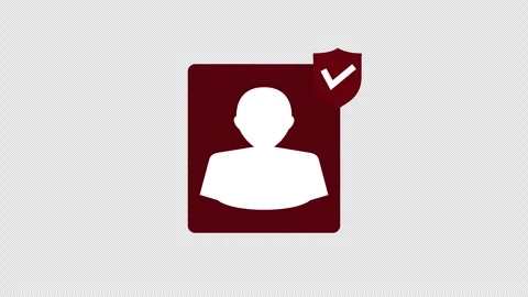White user avatar icon with red shield verification badge over an alpha cha.. 스톡 동영상 336321479