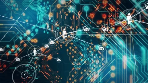 White user node appearing lines extending nodes popping links animating pulses Video stock 328657002