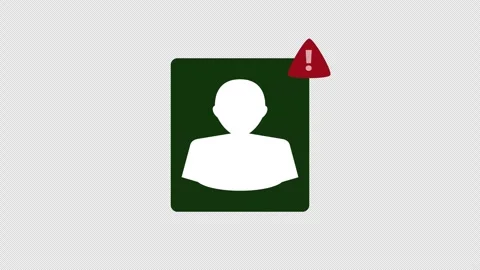 White user profile avatar icon with a red exclamation alert badge on a gree.. 스톡 동영상 336321475