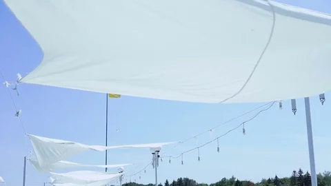 The white vails in windy weather. Slowly Video stock 80200567