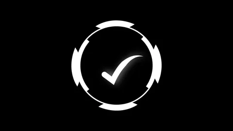 White validation icon hud animation with glowing check mark inside circular.. Stock Footage 337364685