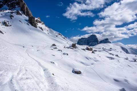 White valleys in the dolomites six Stock Photos