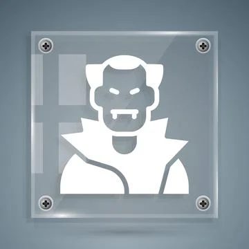 White Vampire icon isolated on grey background. Happy Halloween party. Square Stock Illustration