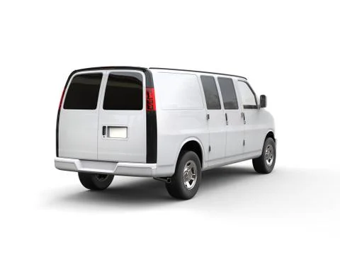 White van - back view - studio lighting shot - 3D illustration Illustrazione stock