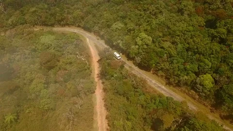 White Van on Forest Road Stock-Footage 122871652