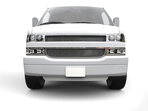 White van - front view - 3D illustration Stock Illustration