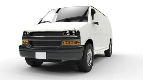 White Van Front View Stock Illustration