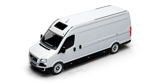 White van isolated on white background Stock Photos