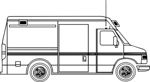 A white van with a red stripe on the side, ambulance Stock Illustration