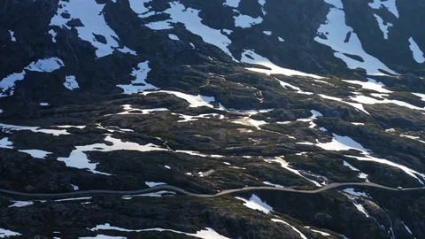White van on winding mountain road in Norway Stock Footage 99261407