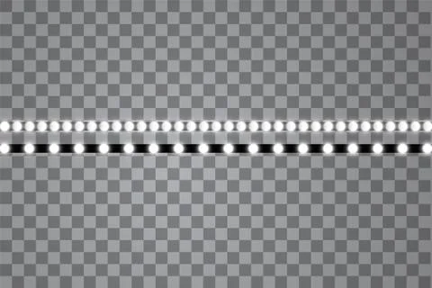 White various LED stripes on a black and transparent background, glowing LED Stock Illustration