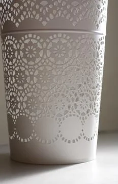 White vase with floral pattern Stock Photos