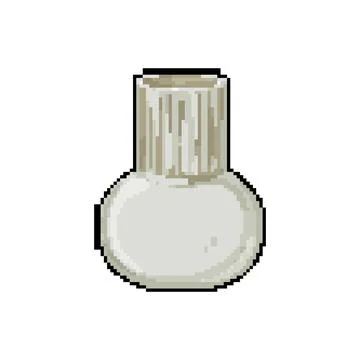 White vase flower ceramic pixel art vector illustration Stock Illustration