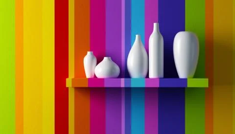 White vases on the shelf Stock-Illustration