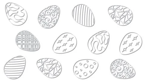 White vector 3d paper cut wallpaper with Easter eggs with patterns Stock Illustration