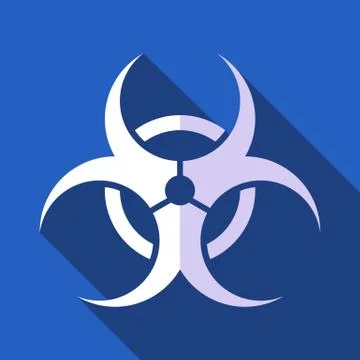 White vector biohazard symbol on blue flat design イラスト素材
