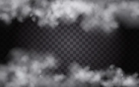 White vector clouds, fog, or smoke on semitransparent background. Stock Illustration