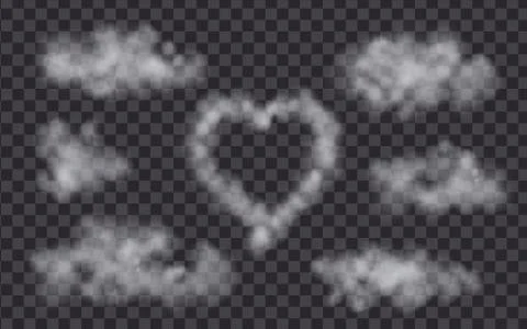White vector clouds, fog, or smoke on semitransparent background. Stock Illustration