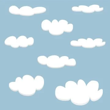 White vector clouds on light blue sky background set Illustrazione stock