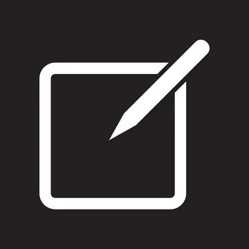 White vector compose email icon isolated on black background Stock Illustration