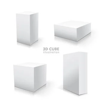 White vector cube set. Vector stock 3d illustration without background. Stock Illustration