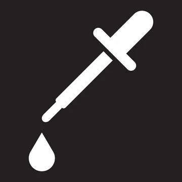 White vector dropper icon isolated on black background Stock Illustration