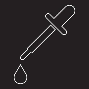 White vector dropper line icon isolated on black background Stock Illustration