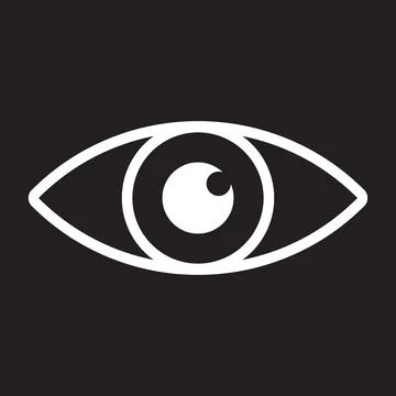 White vector eye line icon isolated on black background Stock Illustration