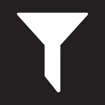 White vector filter icon isoolated on black background Stock Illustration