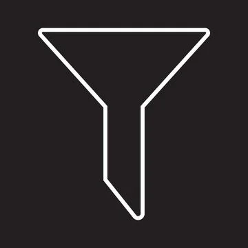 White vector filter line icon isoolated on black background Stock Illustration