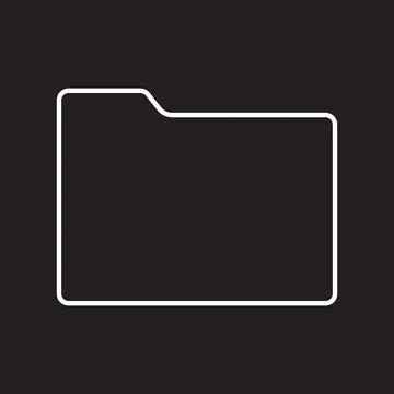 White vector folder line icon isolated on black background Stock Illustration