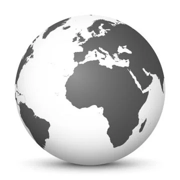 White Vector Globe Icon with Gray Continents - Planet Earth - World Symbol Illustrazione stock